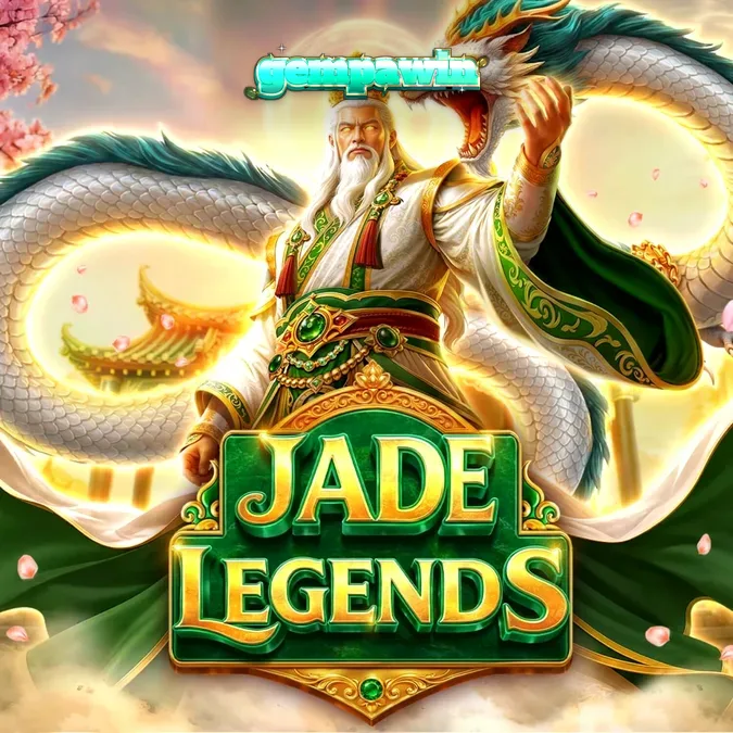 Tampilan visual grid 7x7 dalam permainan slot Jade Legends dengan tema naga dan elemen Asia.